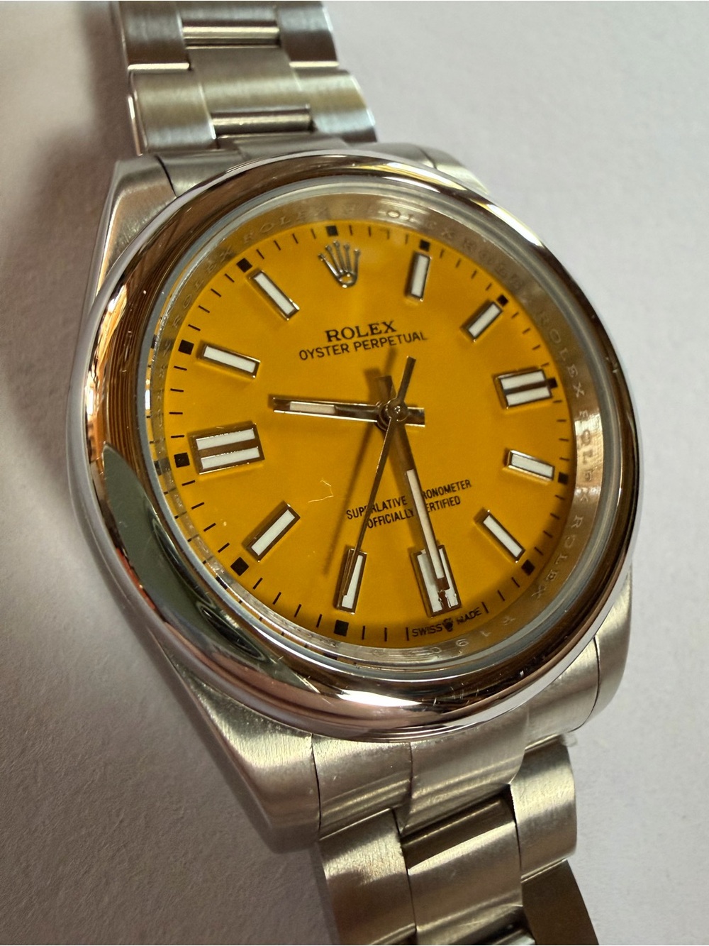 Steel Watch with Yellow Dial